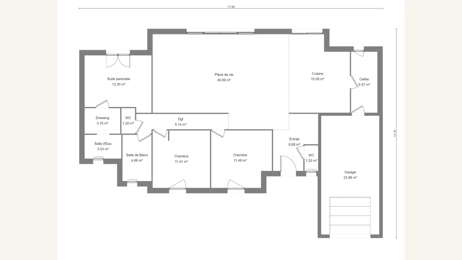 Plan plain-pied de la maison ASTER