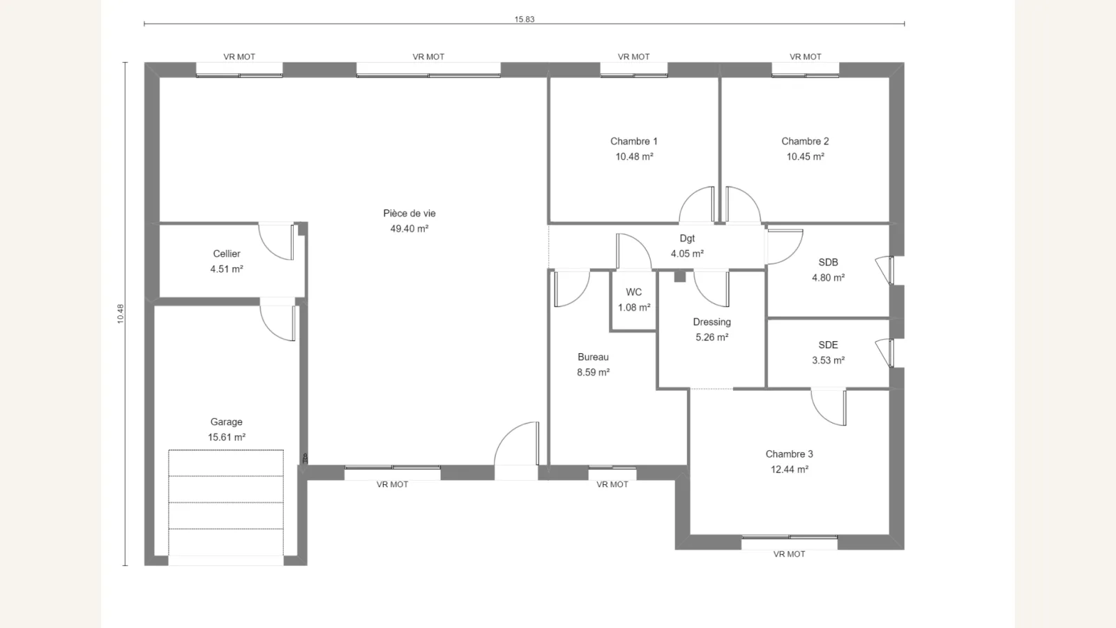 Plan plain-pied de la maison HELENIUM