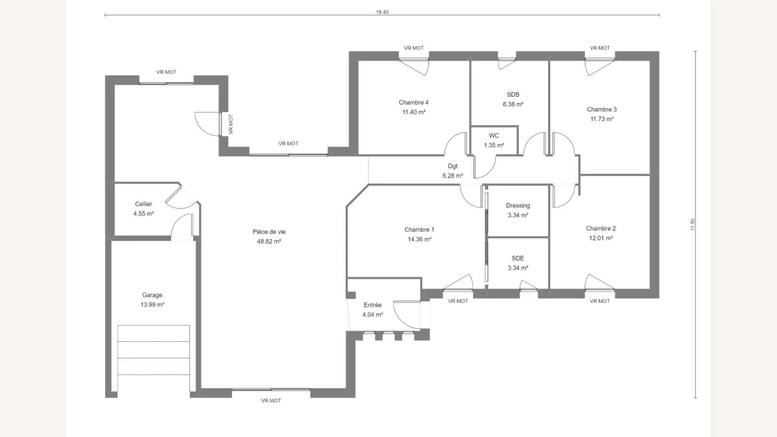 Plan plain-pied de la maison MAGNOLIA