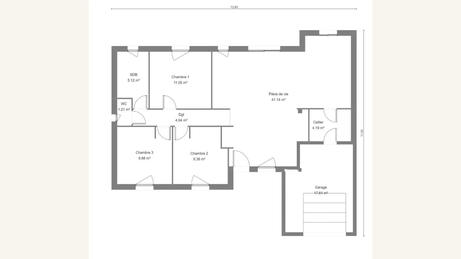 Plan plain-pied de la maison ZEA