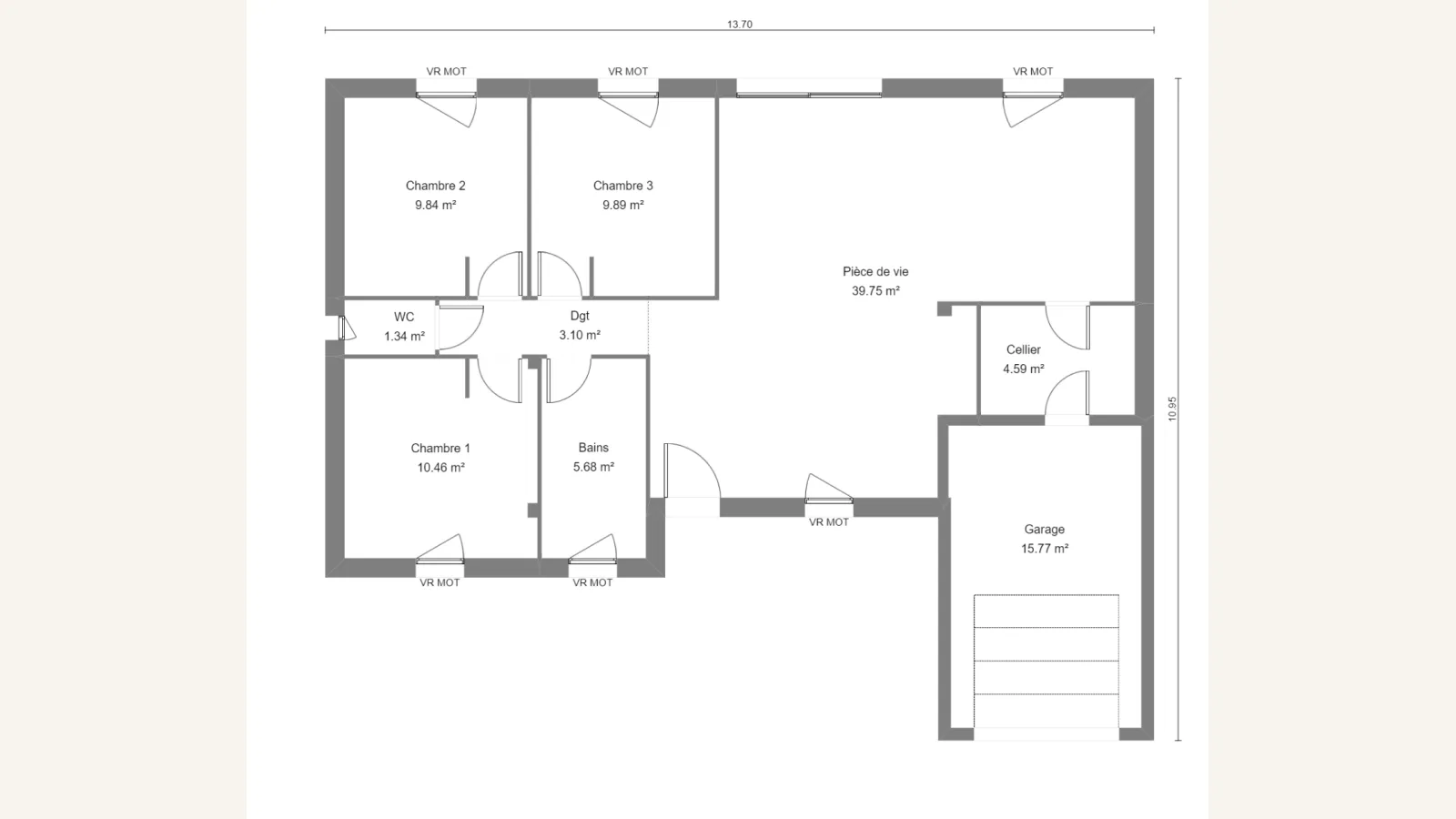 Plan plain-pied de la maison ZINNIA