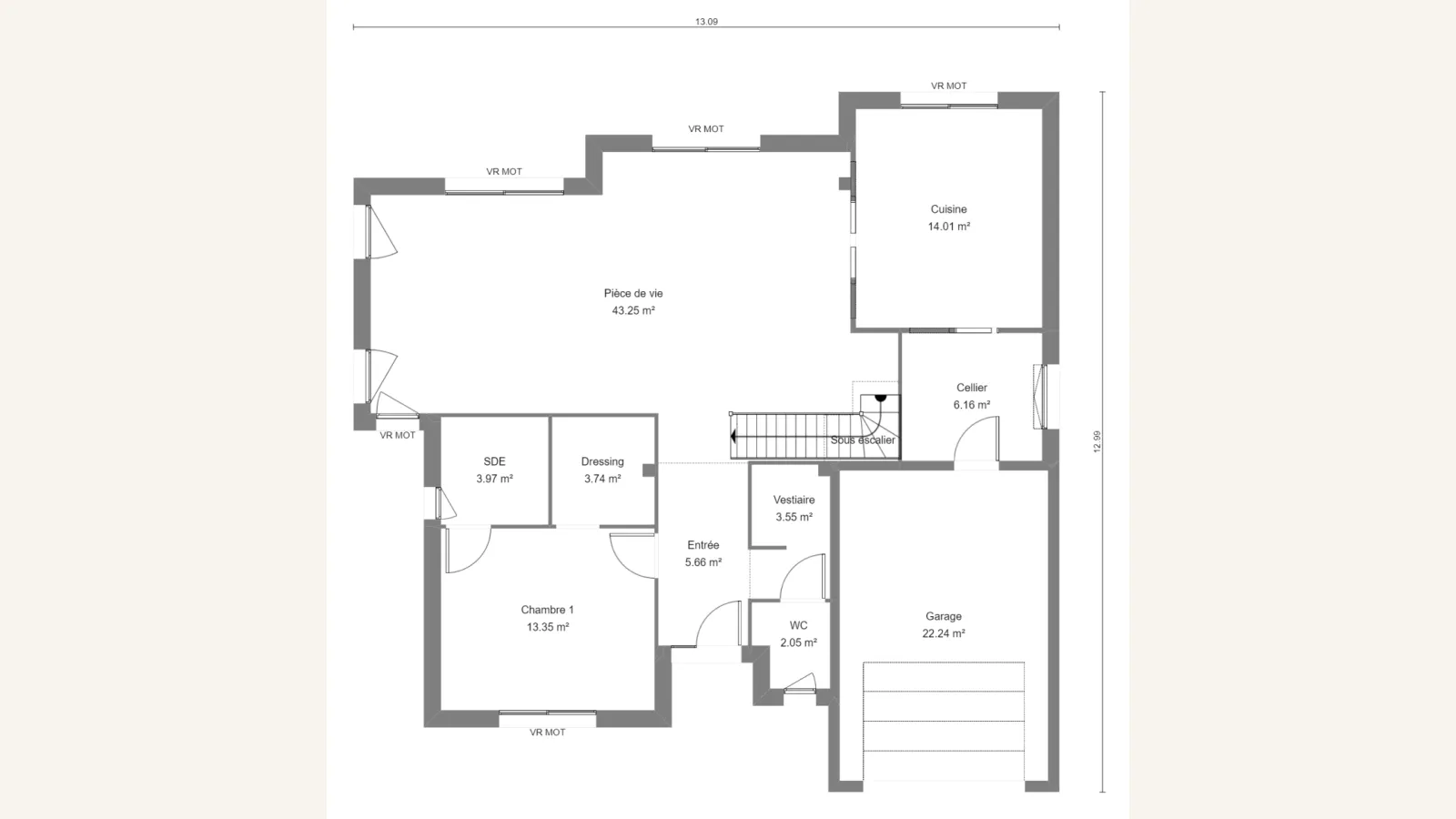 Plan rez-de-chaussée de la maison ANEMONE