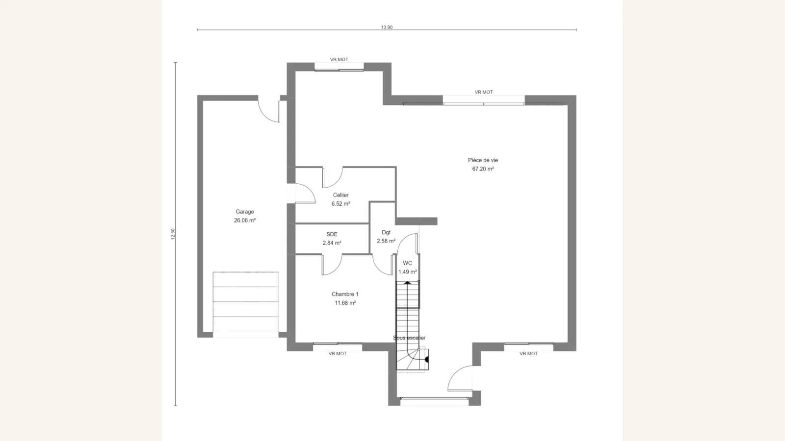 Plan rez-de-chaussée de la maison ARONA