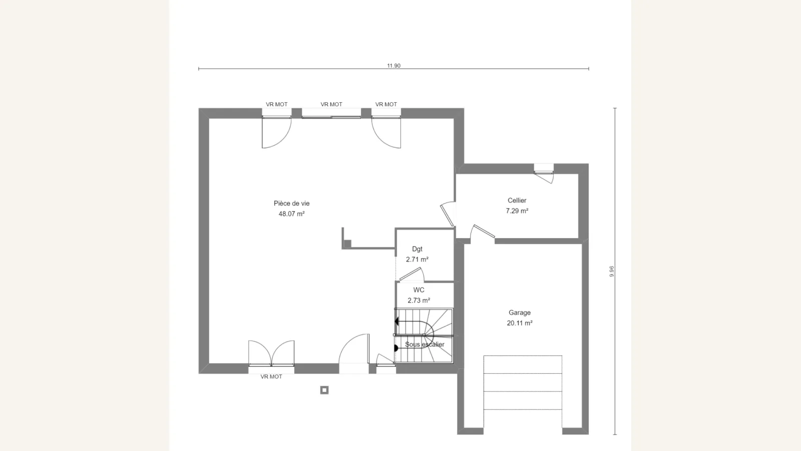 Plan rez-de-chaussée de la maison FUSCHIA