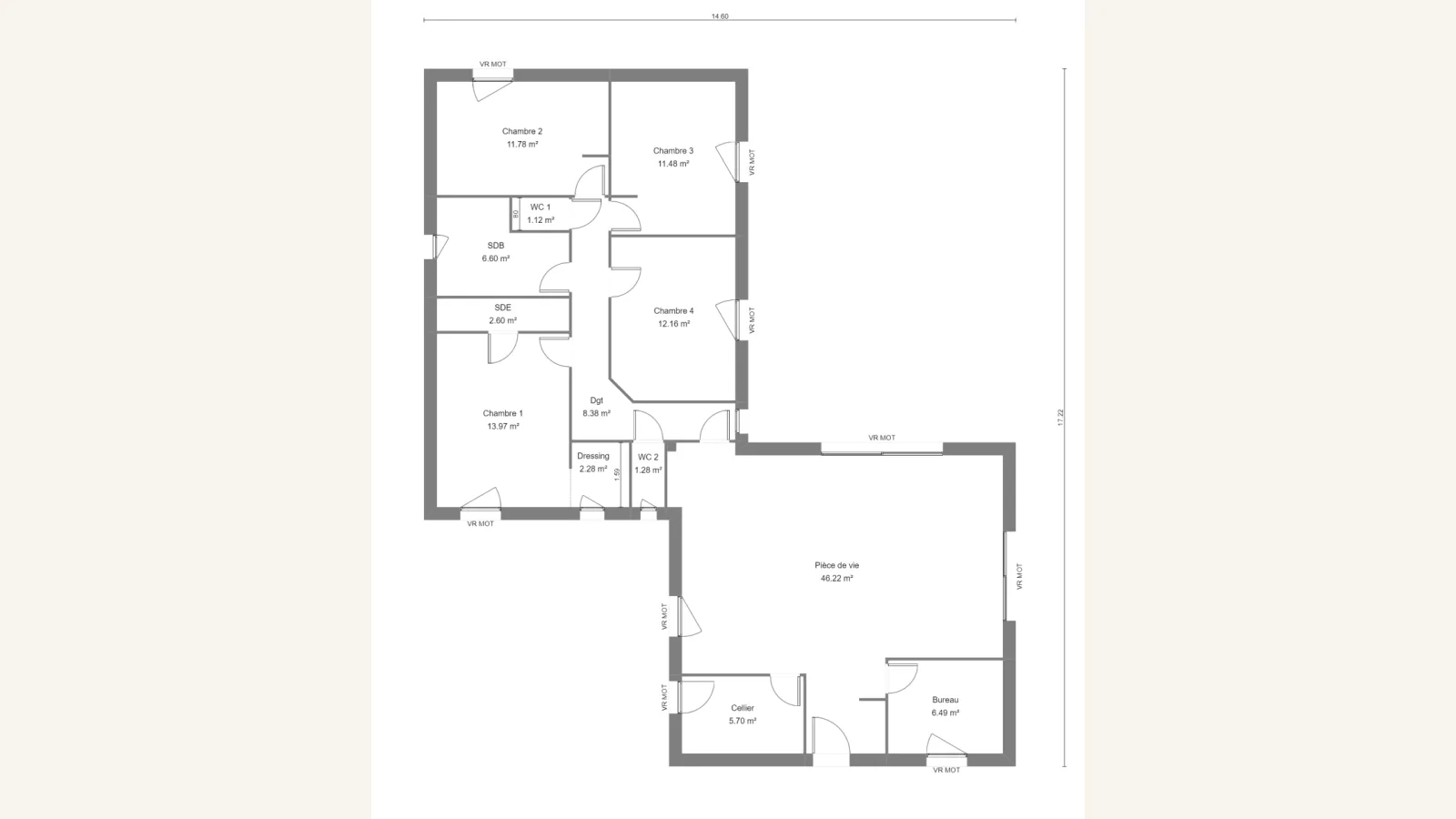 Plan plain-pied de la maison AZOLLA