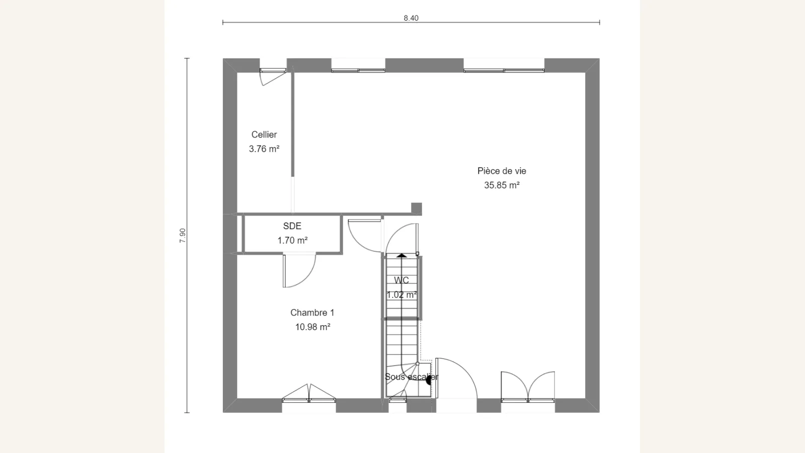 Plan rez-de-chaussée de la maison CLIVIA