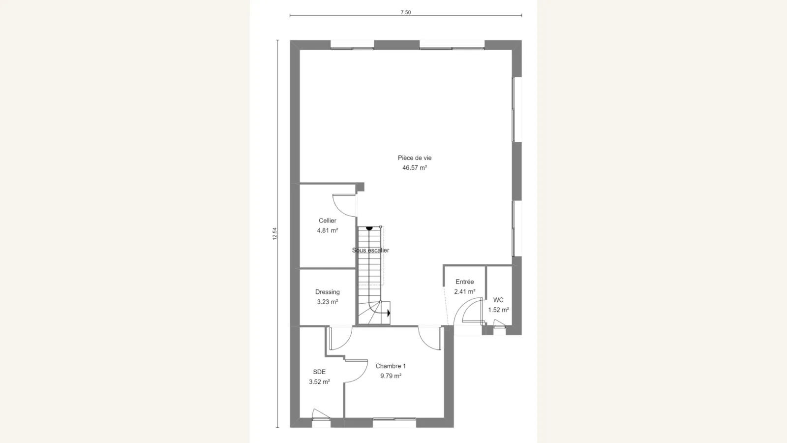 Plan rez-de-chaussée de la maison PYRUS