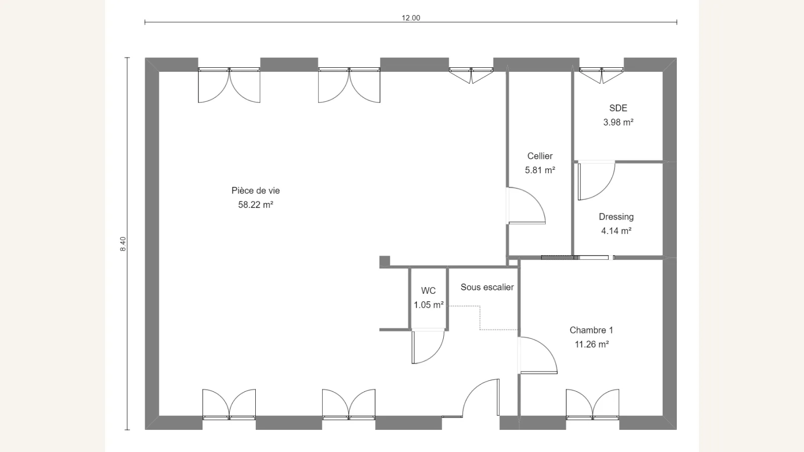 Plan rez-de-chaussée de la maison ALLIUM