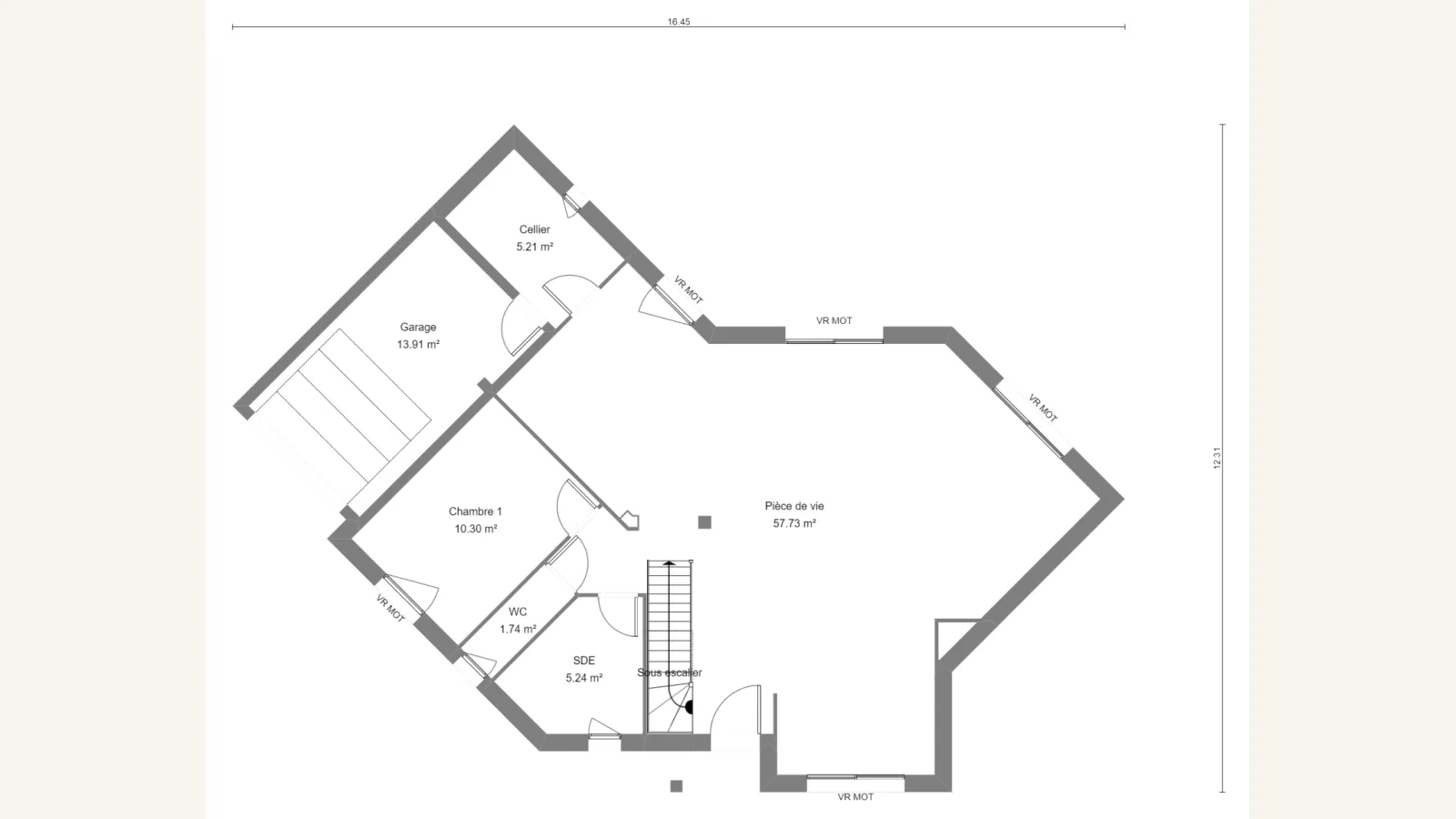 Plan rez-de-chaussée de la maison LOBELIA