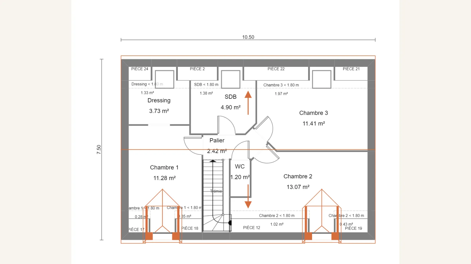 Plan étage de la maison PRIMULA