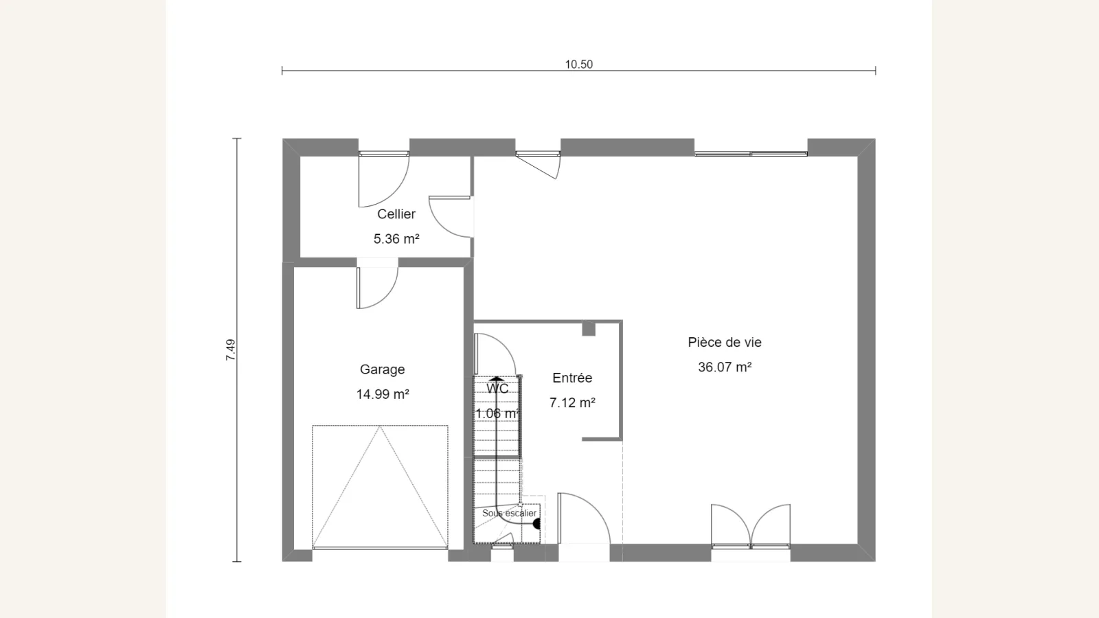 Plan rez-de-chaussée de la maison PRIMULA