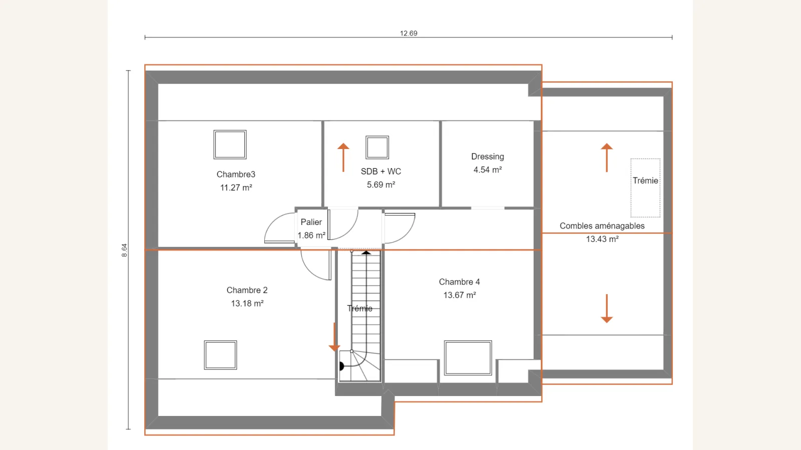 Plan étage de la maison TILIA 99