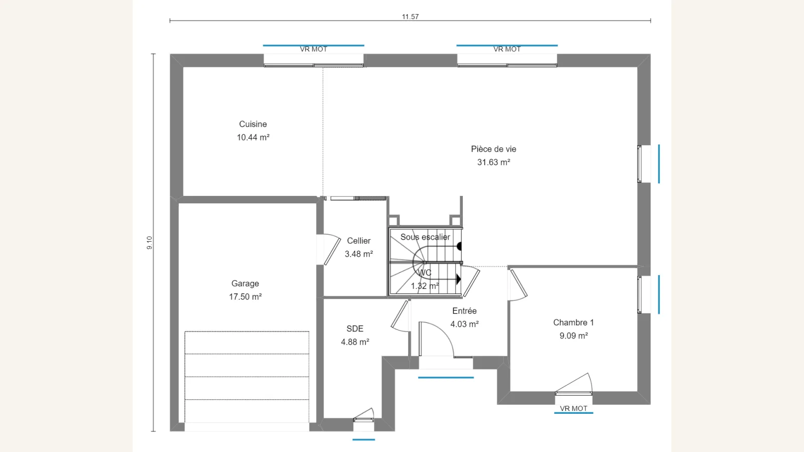 Plan rez-de-chaussée de la maison TULIPA 125