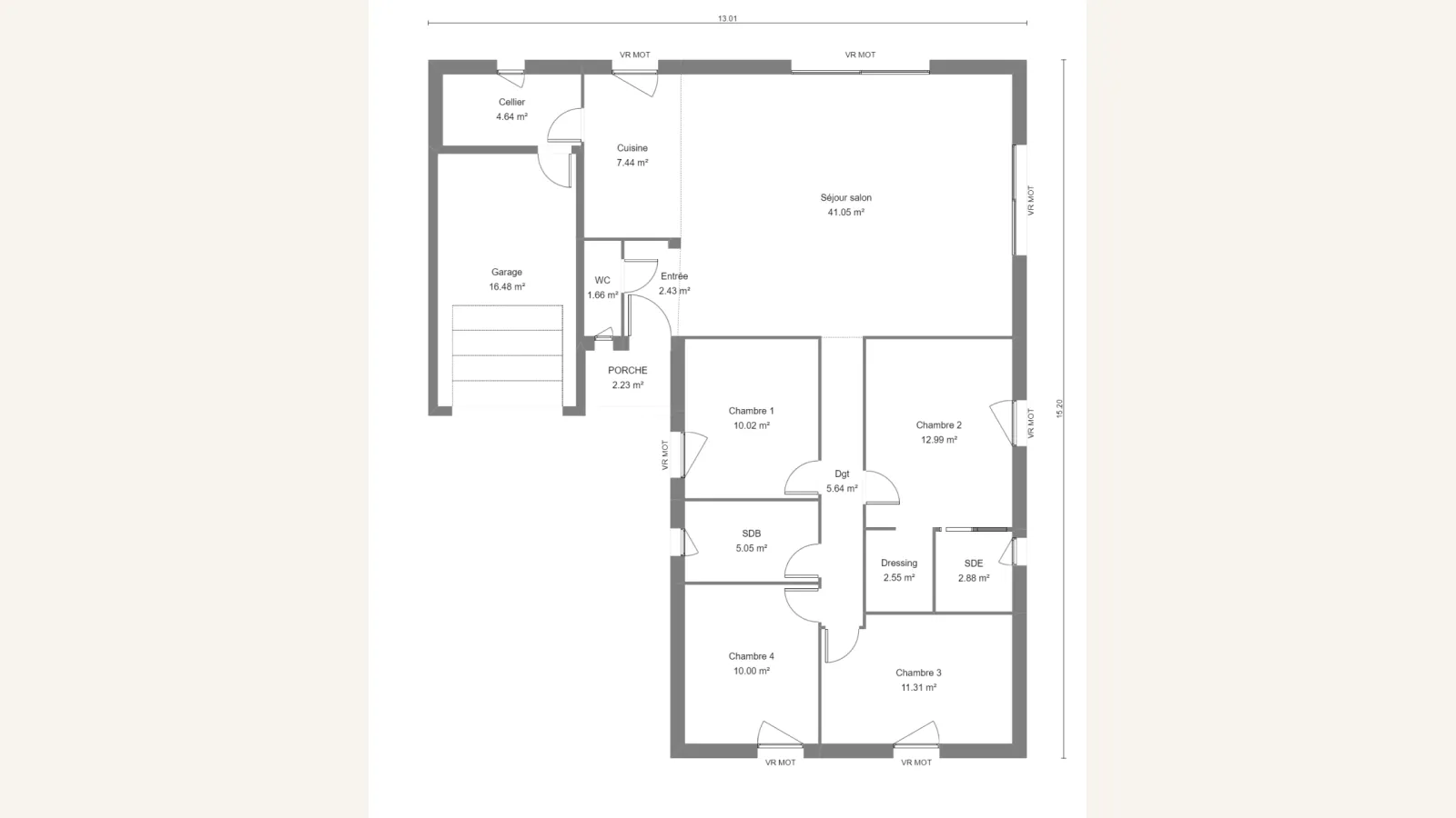 Plan plain-pied de la maison CLEMATIS 117