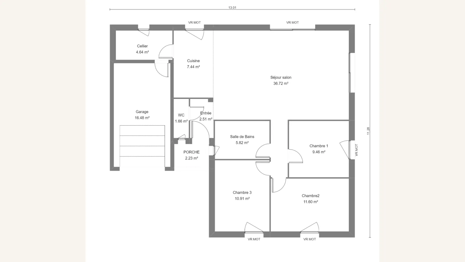 Plan plain-pied de la maison CLEMATIS 90