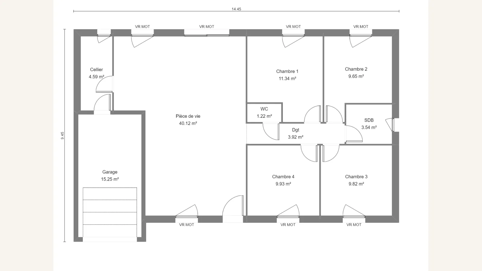 Plan plain-pied de la maison ERICA 93