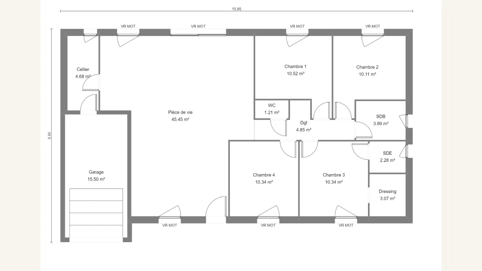 Plan plain-pied de la maison ERICA 106
