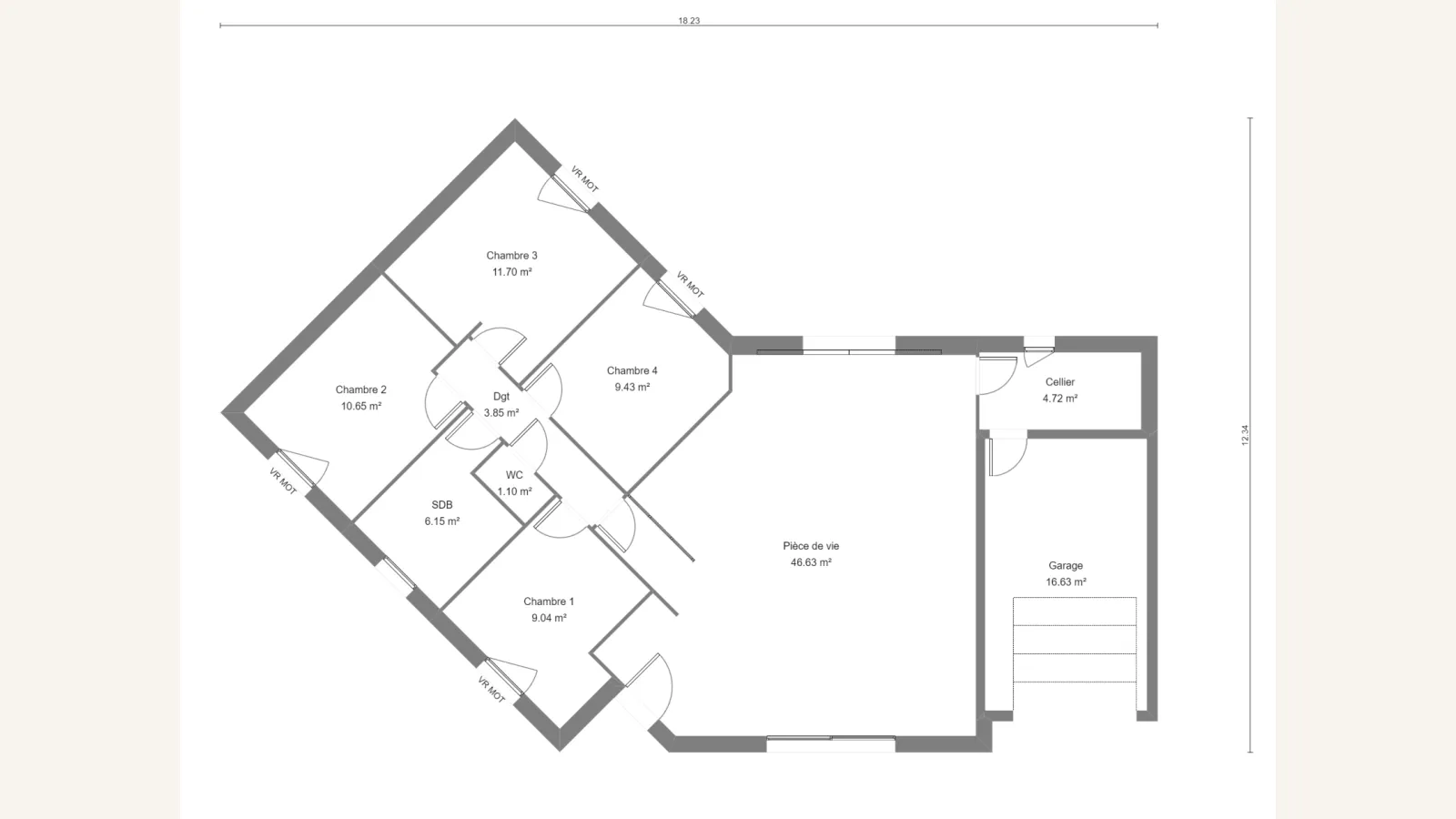 Plan plain-pied de la maison IRIS 103