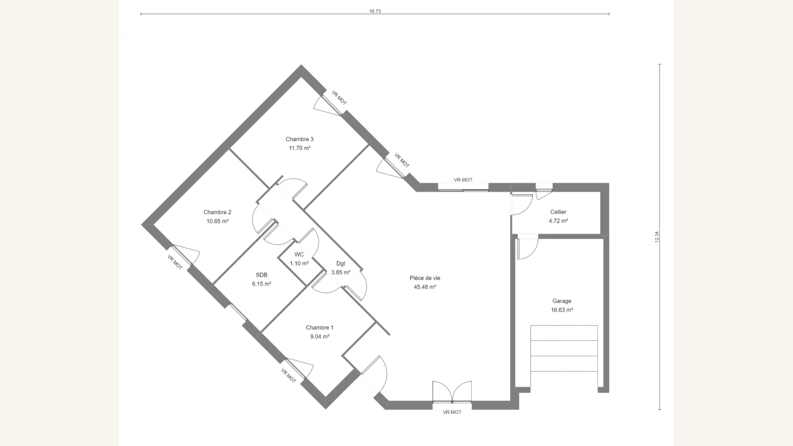 Plan plain-pied de la maison IRIS 92