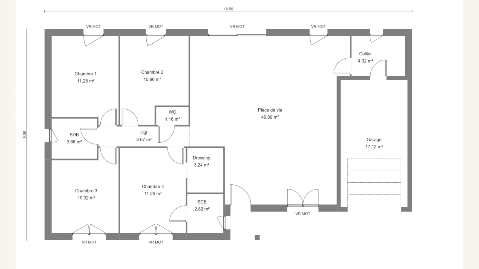 Plan plain-pied de la maison IXORA 109