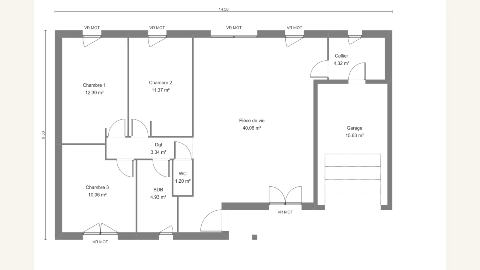 Plan plain-pied de la maison IXORA 88