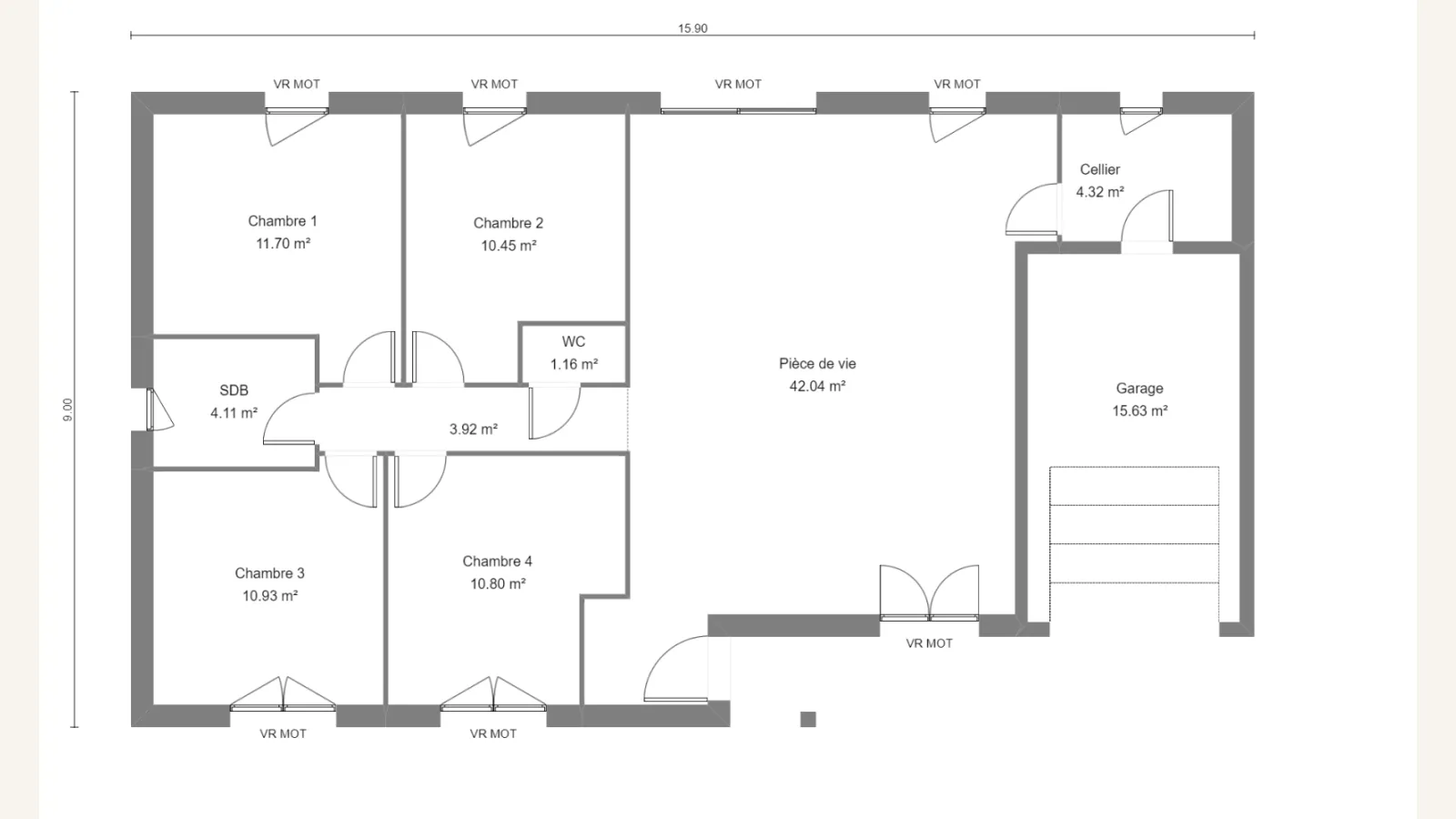 Plan plain-pied de la maison IXORA 99