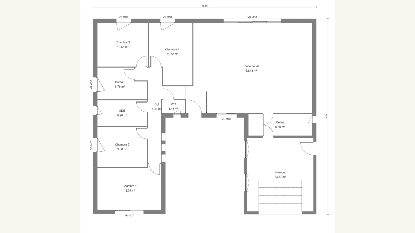 Plan plain-pied de la maison MAHONIA 126