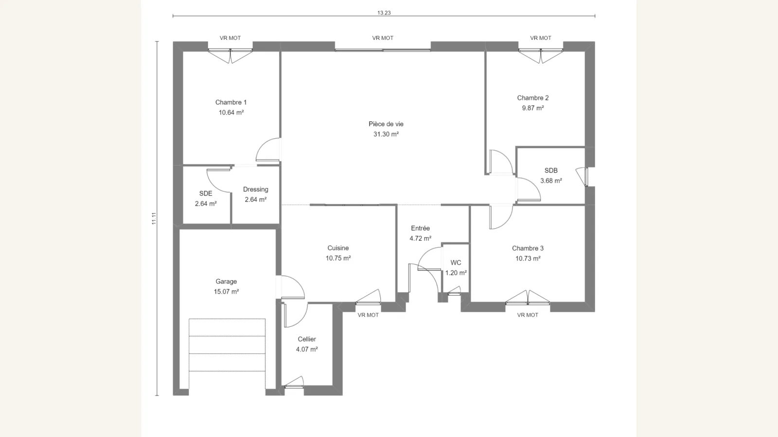 Plan plain-pied de la maison ROSA 92