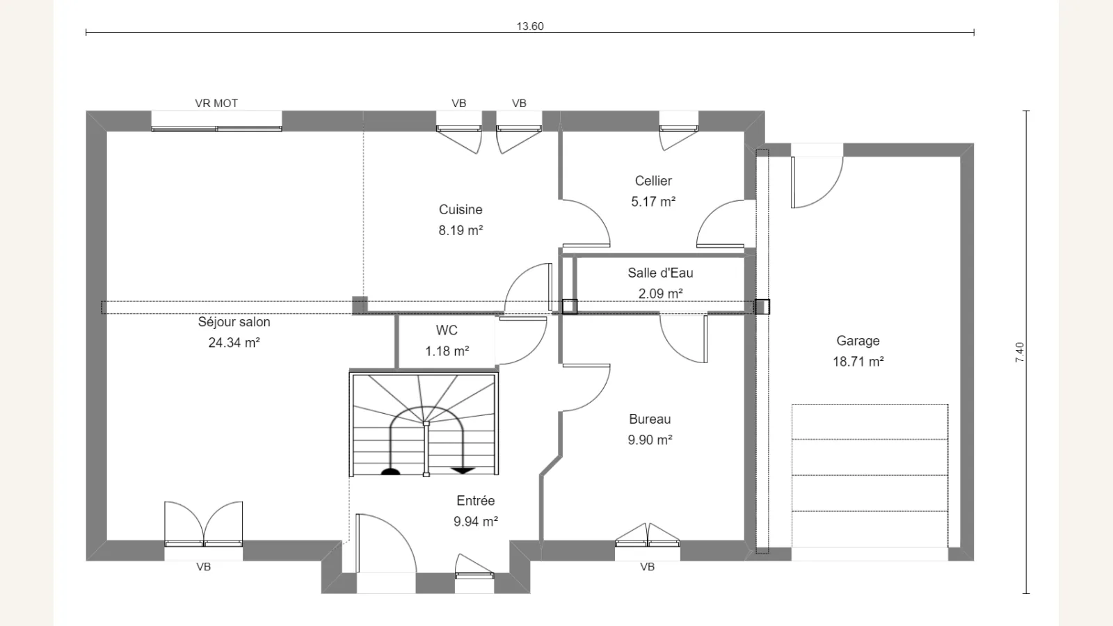 Plan rez-de-chaussée de la maison IBERIS