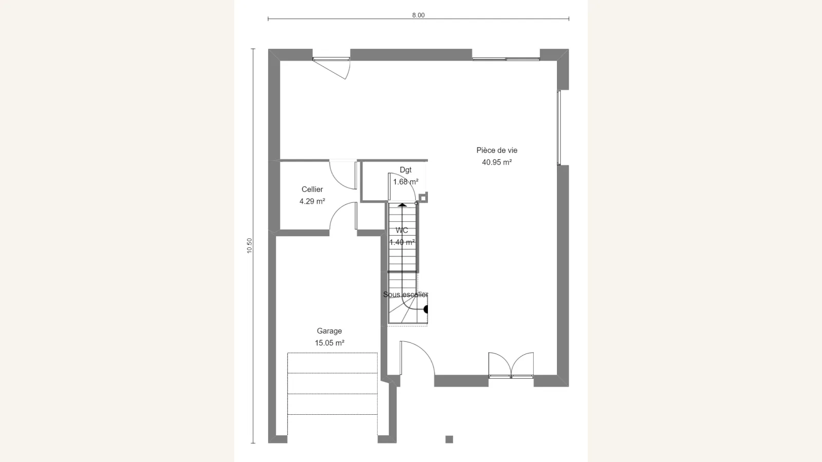 Plan rez-de-chaussée de la maison KERRIA