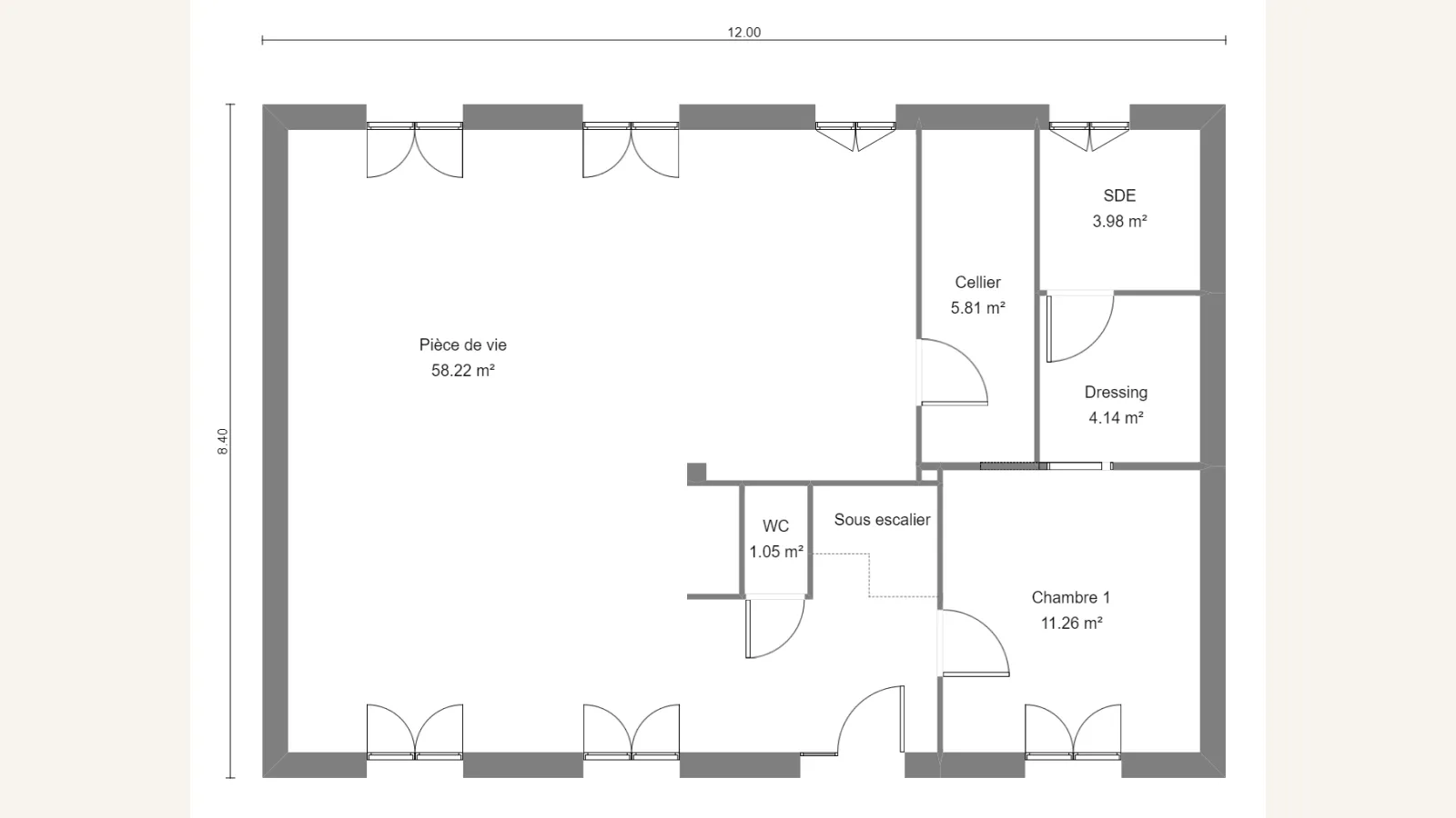 Plan rez-de-chaussée de la maison MIRABILIS