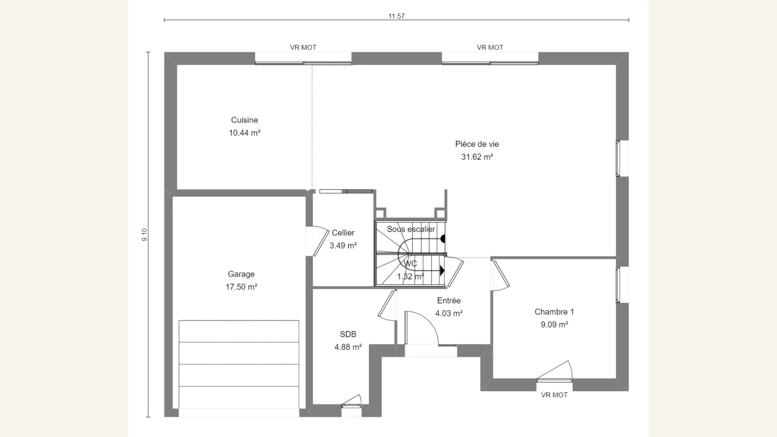 Plan rez-de-chaussée de la maison TULIPA 95